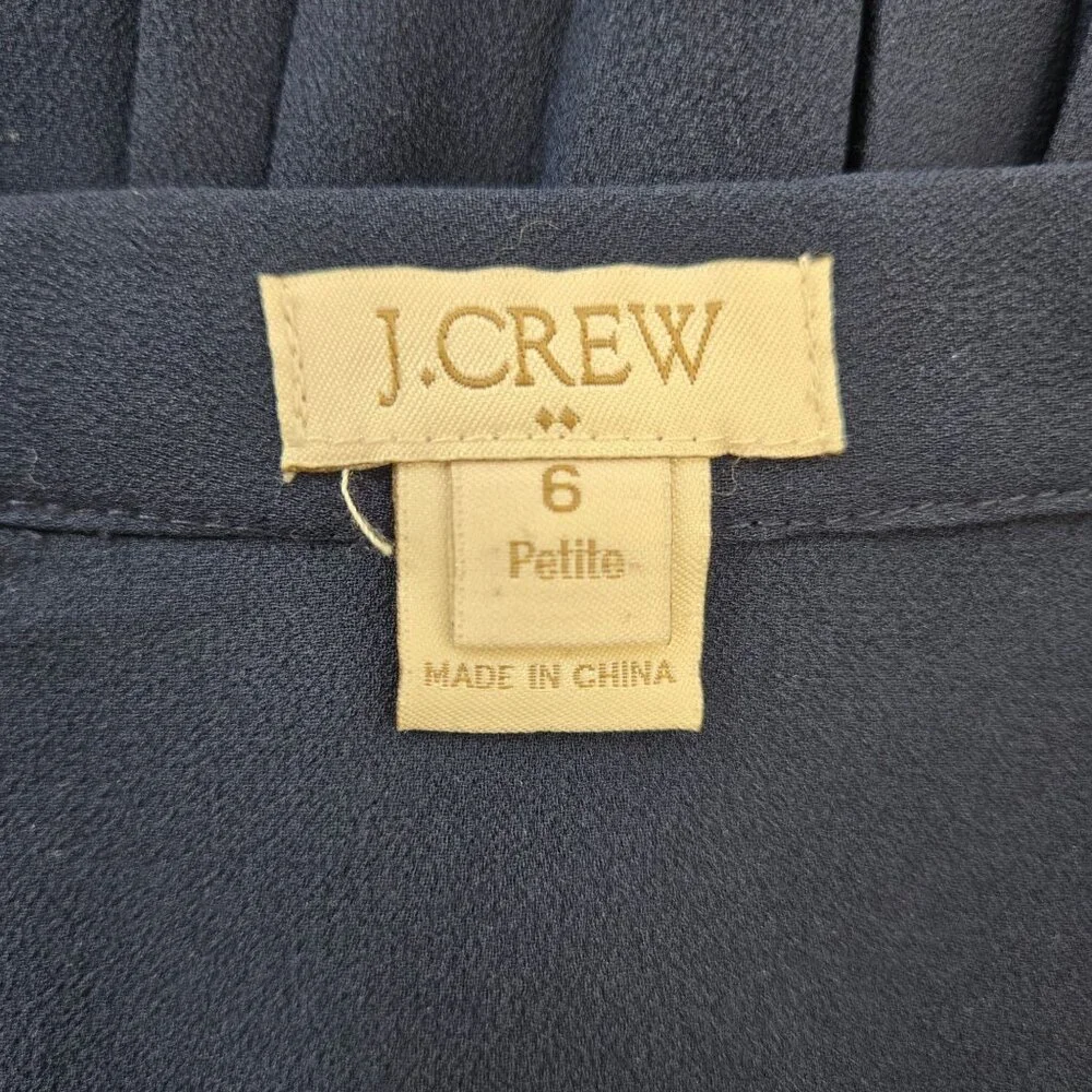 J. Crew Factory Pleated Midi Skirt in Navy Blue Size 6 Petite - Picture 3 of 6
